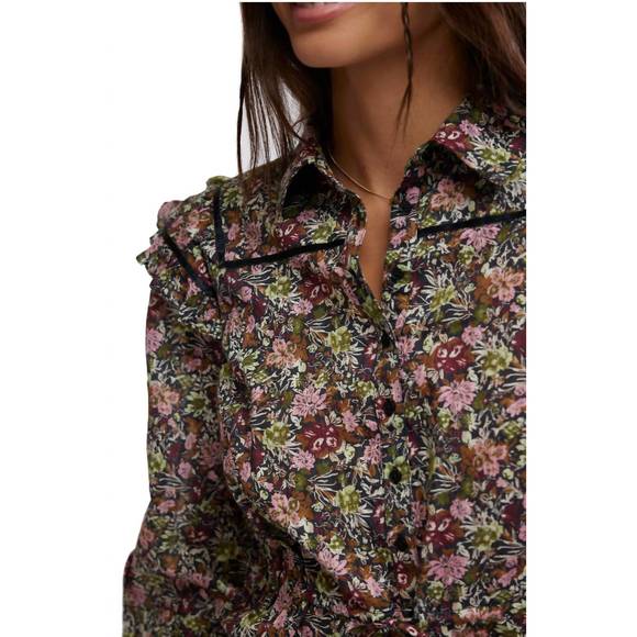 NEW FREE PEOPLE printed daybreak blouse in black combo - Picture 5 of 5